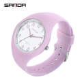 Sanda 6056 Arabic Numerals Quartz Wristwatches Kids Waterproof Silicone Japan Movt Watch